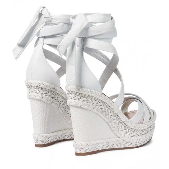 Christian Louboutin Lagoadonna 120 White Lace Up Platform Wedge Sandal Heel 41 - Picture 10 of 12